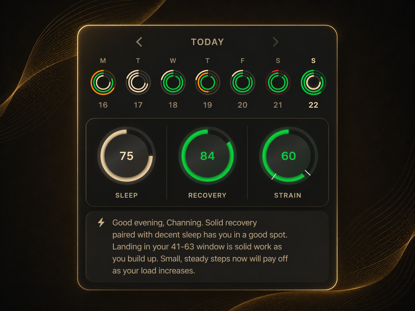 Welly scores and coaching overview screenshot