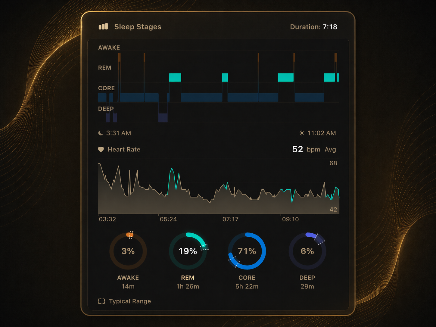 Welly sleep stages and heart rate analytics screenshot