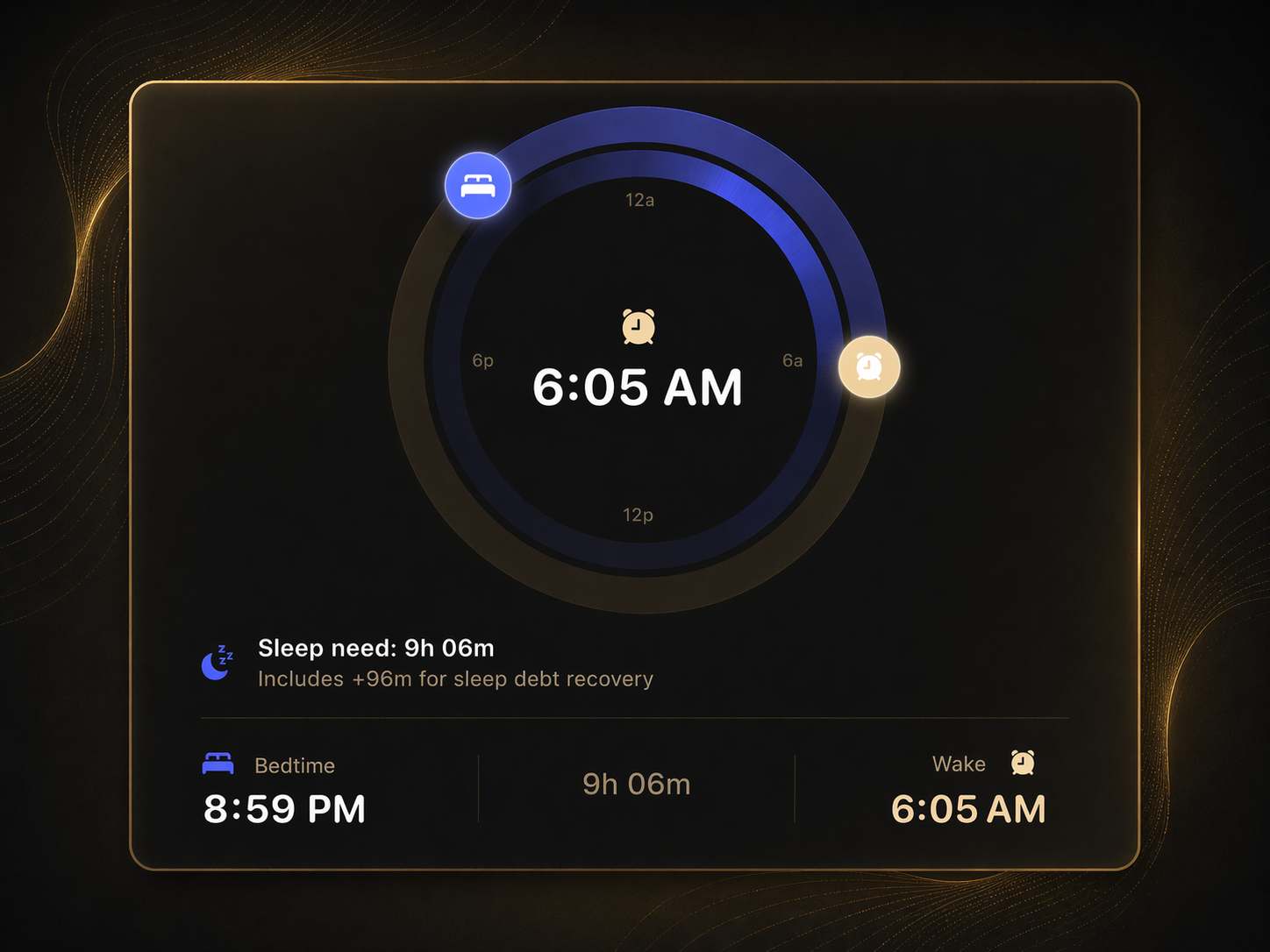 Welly smart alarm and bedtime planning screenshot